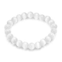 玛蒂迩珠宝 猫眼石手珠手链 8mm白色 女款 韩日欧美饰品