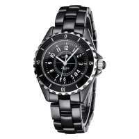 汉爱 黑白系列 黑白陶瓷情侣对表时尚女士手表 H3.6807L黑色