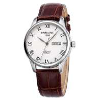 汉爱 传奇系列 复古罗马字面机械男士手表 H5.6828G白面棕皮带