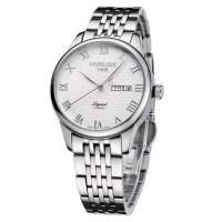 汉爱 传奇系列 复古罗马字面机械男士手表 H5.6828G白面钢带