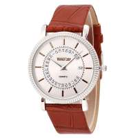 时间由你 Time2u简约系列91-18856-31001(金字/棕带)