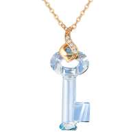 玛蒂迩珠宝 采用进口奥地利水晶 项链锁骨链 女 欧美 时尚饰品 心灵密匙 蓝色魅影