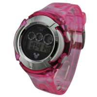 迪士尼Disney正品手表金属风潮时尚塑胶运动电子手表DS522B透明俏皮玫红