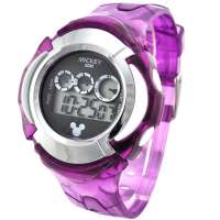 迪士尼Disney正品手表金属风潮时尚塑胶运动电子手表DS522C透明葡萄紫