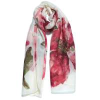 PANDARA 28%真丝/72%羊毛 140丝毛围巾SW01C(玫瑰红)70*190 CM