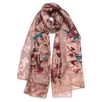 PANDARA 28%真丝/72%羊毛 140丝毛围巾SW02B(粉色)70*190 CM