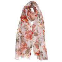 PANDARA 28%真丝/72%羊毛 80丝毛围巾SW04C(橘色/咖色)80*190CM