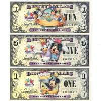 纵银藏品 2009年迪斯尼乐园纪念钞套装 1、5、10美元