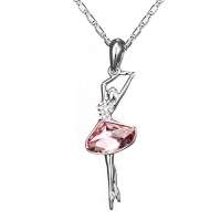 唯一(Winy)时尚水晶项链 裙之舞动  粉色 可爱女款水晶饰品 配礼盒 247XL1