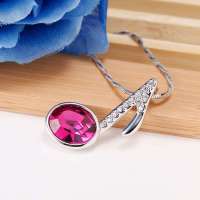 唯一(Winy)水晶项链 爱的音符 时尚韩版女项链 玫红色 配礼盒 215XL16