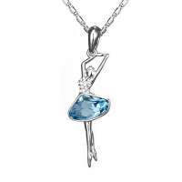 唯一（Winy）时尚水晶项链 裙之舞动 女款韩版可爱项链 锁骨礼物 蓝色 配礼盒 247XL9