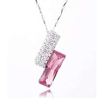 唯一(Winy)时尚水晶项链 相依 女款锁骨韩国饰品 礼物 粉色 配礼盒 149XL1