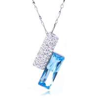 唯一(Winy)时尚水晶项链 相依 女款锁骨韩国饰品 礼物 蓝色 配礼盒 149XL9