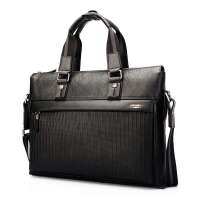 帝企鹅男士头层牛皮手提包Q1311-809-1A黑色