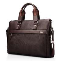 帝企鹅男士头层牛皮手提包Q1311-809-1B啡色
