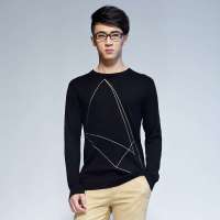 唐狮 男式 男圆领印花线衫613111043413(黑色S)