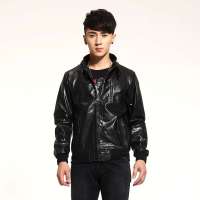 唐狮 男式 男PU仿皮夹克外套112111052302(黑色XXL)