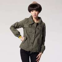 唐狮 女式 女翻领双复式棉质外套112121052009(橄榄绿S)