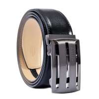 CROCODILE(鳄鱼恤) 新款 十字压纹 大牌时尚简约扣头男士腰带13212004-01黑色