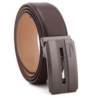 CROCODILE(鳄鱼恤) 新款时尚商务男士真皮压印编织纹自动扣男皮带 13212044-03啡色