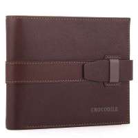 CROCODILE(鳄鱼恤) 新款 男士时尚牛皮短款男钱包 15214046啡色