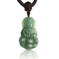 王廷珠宝 中深绿翡翠A货观音吊坠 赠大叶紫檀手链