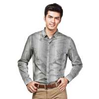 HODO红豆男装商务休闲全棉条纹印花长袖衬衫HDHCB7542(S5灰色180/96A)