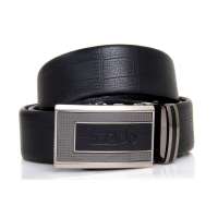 Hodo红豆皮带男士正品自动扣皮带格纹压花牛皮真皮腰带1024黑色125