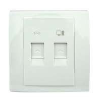 施耐德 电话插座+信息插座(保护门/月光白/超五类)FB32TS+RJ5E