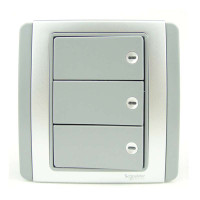 施耐德 三联单控开关(LED指示/灰+银/横式大按板/10A)E3033H1(EBGS)