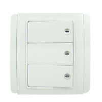 施耐德 三联单控开关(LED指示/白+白/横式大按板/10A)E3033H1(EWWW)