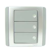 施耐德 三联单控开关(绿荧光指示/灰+银/横式大按板/10A)E3033H1(FGGS)