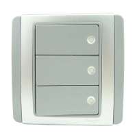 施耐德 三联双控开关(绿荧光指示/灰+银/横式大按板/10A)E3033H2(FGGS)