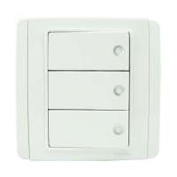 施耐德 三联双控开关(绿荧光指示/白+白/横式大按板/10A)E3033H2(FWWW)