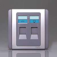 施耐德 电话插座+信息插座(四线电话/八线信息/灰+银)E3032TD(GS)