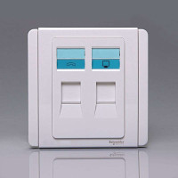 施耐德 电话插座+信息插座(四线电话/八线信息/白+白)E3032TD(WW)