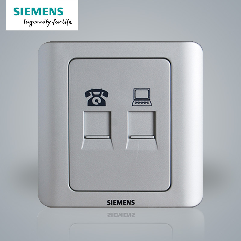 西门子(SIEMENS)开关插座 远景彩银系列电脑+电话插座5TG01251CC122