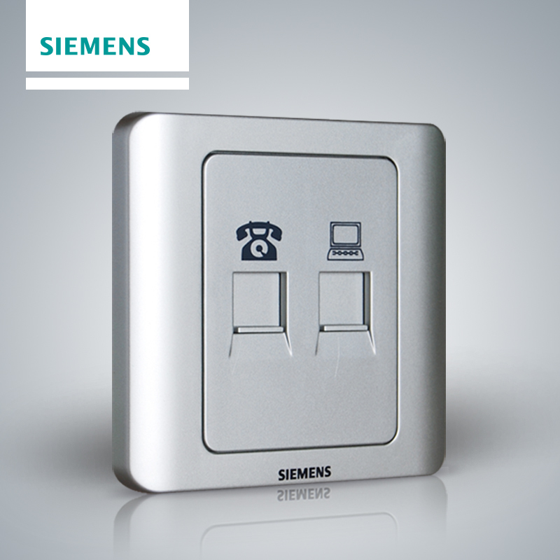 西门子(SIEMENS)开关插座 远景彩银系列电脑+电话插座5TG01251CC122