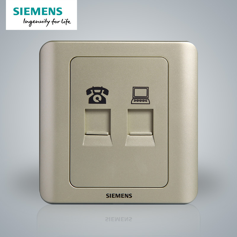 西门子(SIEMENS)开关插座 远景金棕系列电脑+电话插座5TG01251CC133