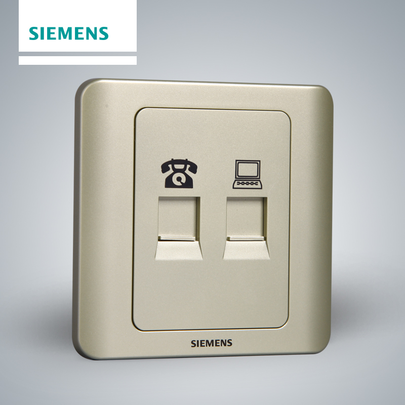 西门子(SIEMENS)开关插座 远景金棕系列电脑+电话插座5TG01251CC133