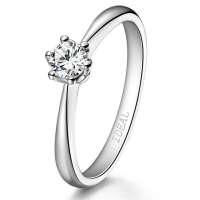 爱迪尔珠宝 IDEAL  18K金钻石戒指 25分 女戒(舒适爱系列) 爱·舒适