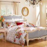 富安娜圣之花娇华初绽斜纹床单四件套1.8米