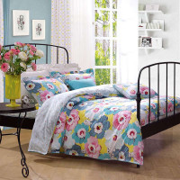 富安娜圣之花嬉戏斜纹床单四件套1.8米