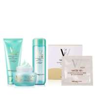 温碧泉清透水润补水四件套装(卸妆啫哩+爽肤水+精华霜+面膜)