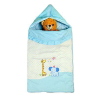 睡王小鹿小象去郊游精梳棉蓝色抱被