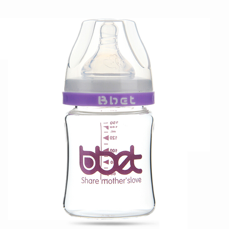 巴比象高硼硅中口玻璃奶瓶 150ML紫色 BX-0009