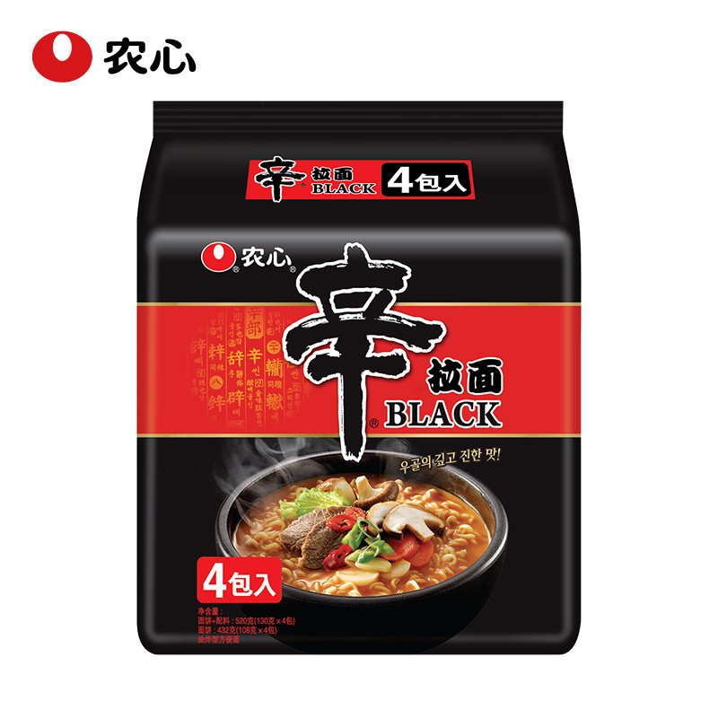 农心辛拉面black四连包130g4