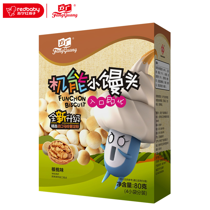 方广 宝宝零食 机能小馒头核桃味80g(4小袋分装)