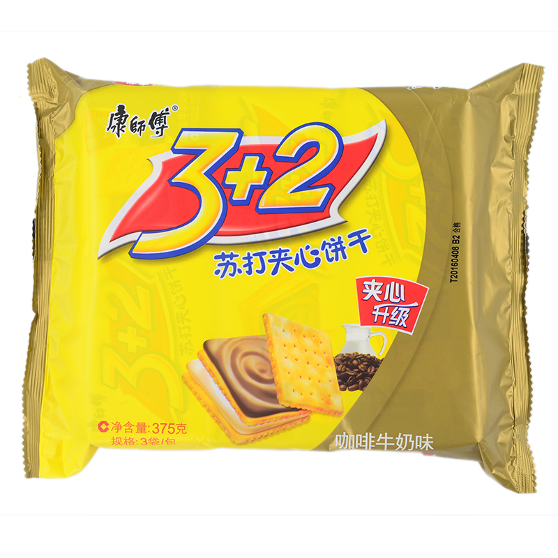 康师傅32苏打夹心饼干咖啡牛奶味375g袋