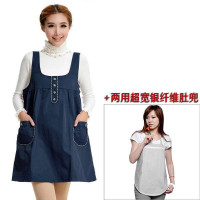 上爱防辐射孕妇装SA1308-L藏蓝色+银纤维防辐射两用肚兜SA2101